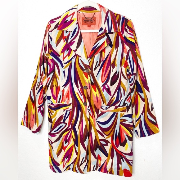 MISSONI X Target Bright Pattern Jacket Trench Coat Style Colorful Design - Picture 1 of 10
